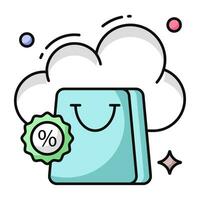 de moda diseño icono de nube compras descuento vector