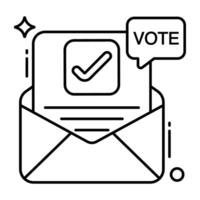 un línea diseño icono de votar correo vector