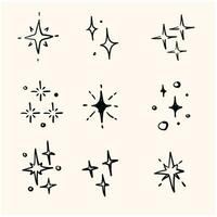 Set of stars with doodle line art. Doodle line art illustration of web symbols for websites and mobile apps. Trendy design. vector