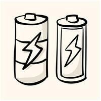 Cartoon battery with doodle line art style on a cream background vector