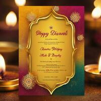 diwali card photo wit ai generated.