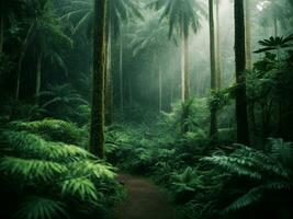 Tropical dense forest nature background AI Generated photo