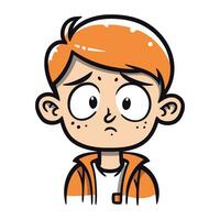 Funny boy with big eyes and surprised expression. Vector illustration.