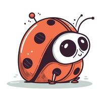 Cute cartoon ladybug. Vector illustration. Isolated on white background.