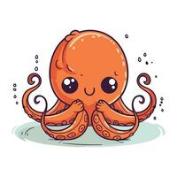 Cute cartoon octopus. Vector illustration isolated on white background.