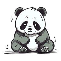 Cute panda cartoon vector illustration. Hand drawn panda vector illustration.