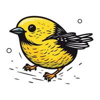 Vector illustration of a cute little yellow bird isolated on white background.
