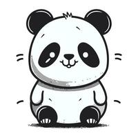 Cute cartoon panda sitting on white background. Vector illustration.