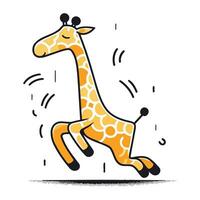 Giraffe. Vector illustration of a cartoon giraffe jumping.