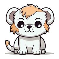 Cute cartoon lion isolated on a white background. Vector illustration.