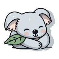 Cute koala with leaves. Vector illustration of a cute koala.