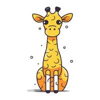 Cute cartoon giraffe isolated on white background. Vector illustration.