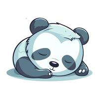 Cute cartoon panda sleeping on white background. Vector illustration.