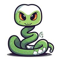 linda serpiente personaje aislado en un blanco antecedentes. vector ilustración.