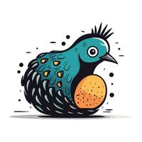 Vector illustration of a bird with an egg in its beak.