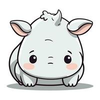 Cute white rhinoceros character cartoon vector illustration graphic design