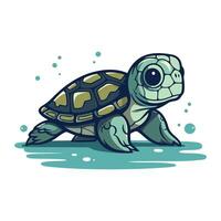 Cute Cartoon Turtle Vector Illustration. Isolated on White Background