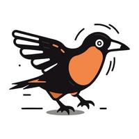 Cute cartoon crow isolated on white background. Vector Illustration.