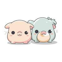 Cute pig and piggy character cartoon vector illustration graphic design.