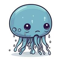 Cute cartoon jellyfish on a white background. Vector illustration.
