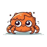 Cute cartoon crab character. Vector illustration isolated on white background.