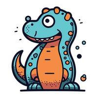 Cute cartoon dinosaur. Colorful vector illustration in doodle style.