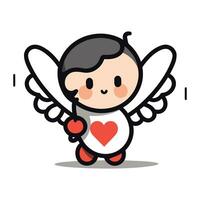 Cute Cupid with Wings   Valentines Day Cartoon Vector Character