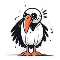 Cute cartoon crow. isolated on white background. Vector illustration.