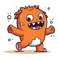 Cute cartoon monster running. Vector illustration isolated on white background.