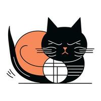 linda gato con un pelota. vector ilustración en plano estilo.