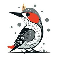 Woodpecker on a white background. Vector illustration in flat style.