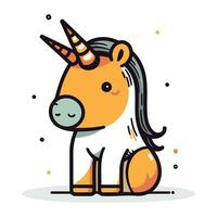 linda dibujos animados unicornio. vector ilustración en garabatear estilo.