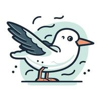Seagull flying in the sky. Vector illustration in flat style