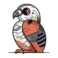 Cute parrot with a paint brush. Vector illustration of a parrot.