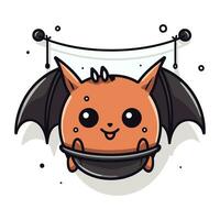 Cute cartoon bat with wings. Vector illustration of a cute bat.