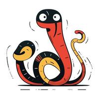 Cartoon snake. Vector illustration. Isolated on white background.