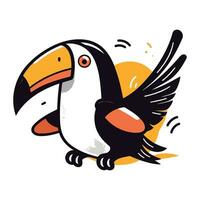 Cartoon toucan. Hand drawn vector illustration isolated on white background.