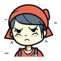 Illustration of a cute little boy wearing a bandana and crying vector