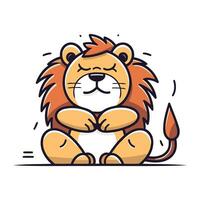 Cute cartoon lion sitting. Vector illustration in a flat style.
