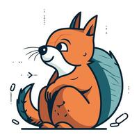 Vector illustration of cute cartoon fox. Hand drawn doodle style.