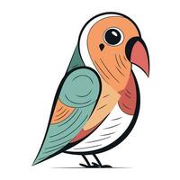 Vector illustration of a cute cartoon parrot on a white background.