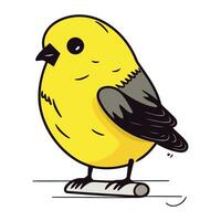 Cute little yellow bird on skates. Vector illustration in cartoon style.