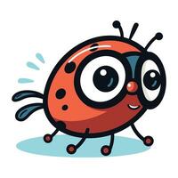 Cute cartoon ladybug isolated on white background. Vector illustration.