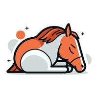 Horse icon in flat line style. Vector illustration on white background.