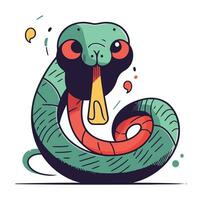 Cute cartoon snake. Vector illustration isolated on white background. Flat style.