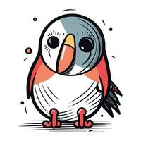 Cute cartoon parrot. Vector illustration. Isolated on white background.