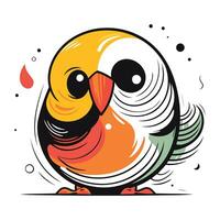 Vector illustration of cute cartoon parrot. Hand drawn design element.