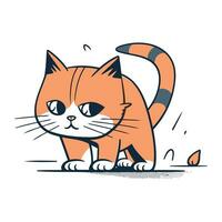 Cute cartoon red cat. Vector illustration isolated on white background.