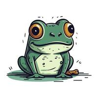 Cute cartoon frog. Vector illustration isolated on a white background.