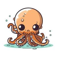 Cute cartoon octopus. Vector illustration isolated on white background.